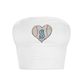 Seattle Mariners Stitched Heart Crop Tube Top - Tiny Turnip