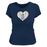 Seattle Mariners Stitched Heart Women's Tee Shirt - Tiny Turnip
