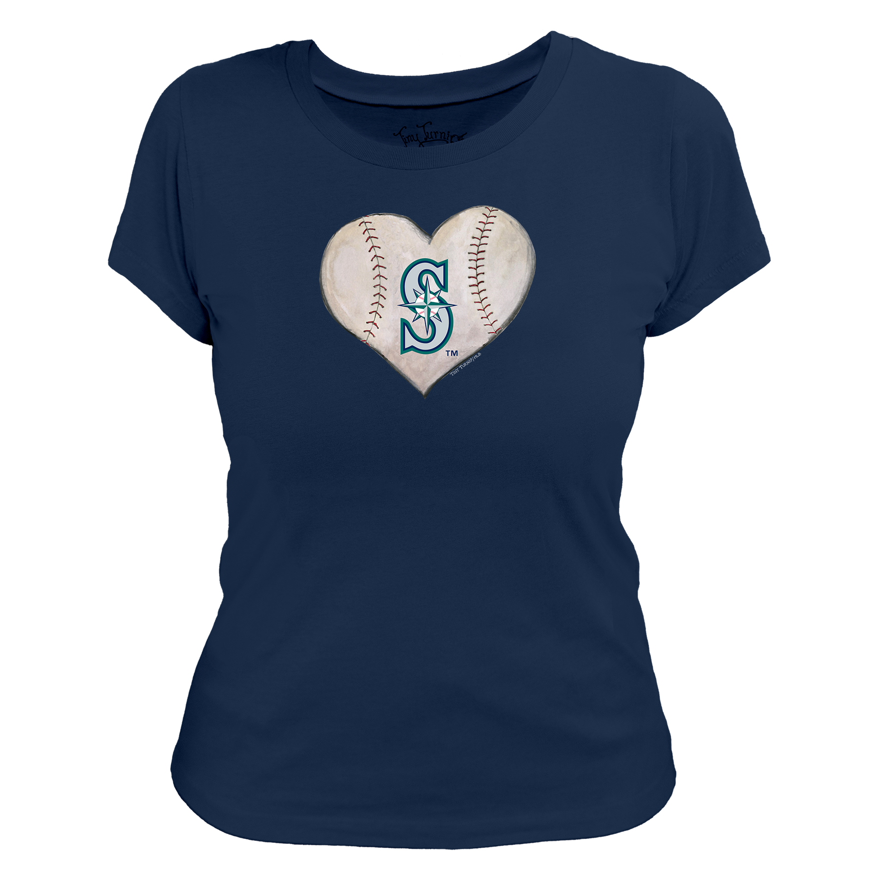 Seattle Mariners Stitched Heart Women's Tee Shirt - Tiny Turnip