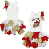 VIP Football: Football Bow w/ Name - Falling Mesh Dress - Tiny Turnip