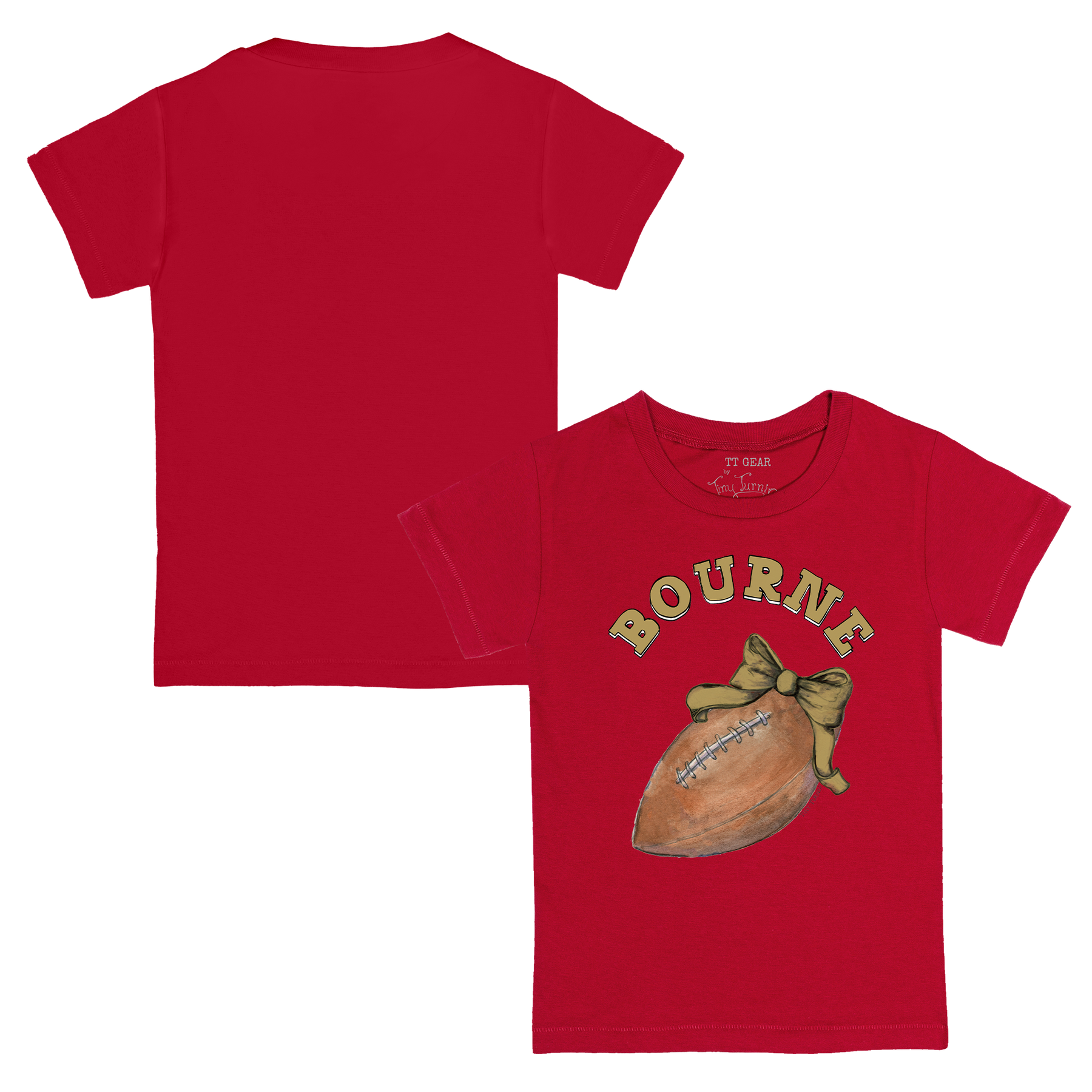 VIP Football: Football Bow w/ Name - Kid's Tee Shirt - Tiny Turnip