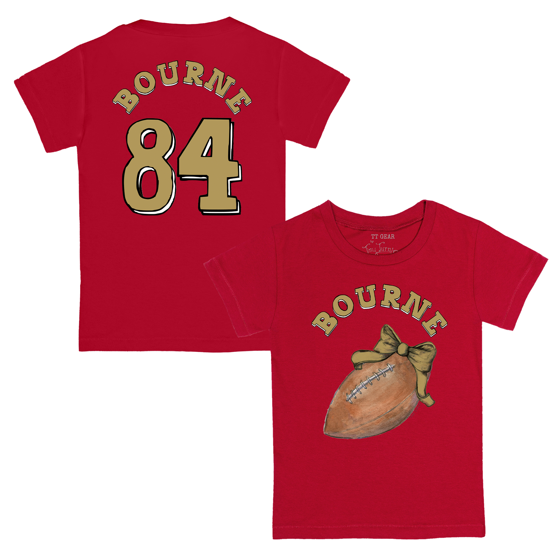 VIP Football: Football Bow w/ Name - Kid's Tee Shirt - Tiny Turnip