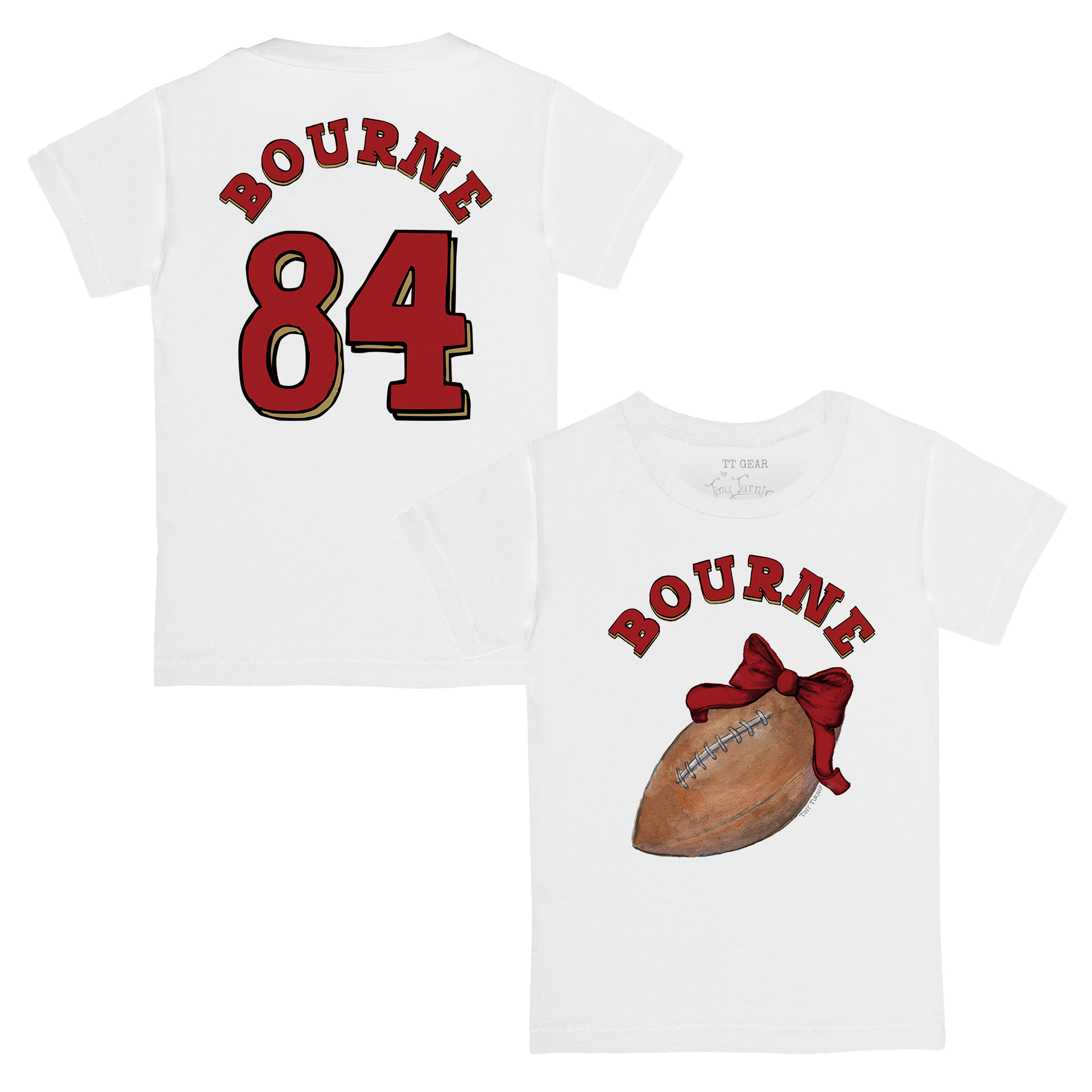 VIP Football: Football Bow w/ Name - Kid's Tee Shirt - Tiny Turnip