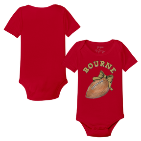 VIP Football: Football Bow w/ Name - Short Sleeve Snapper - Tiny Turnip