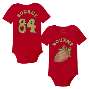 VIP Football: Football Bow w/ Name - Short Sleeve Snapper - Tiny Turnip