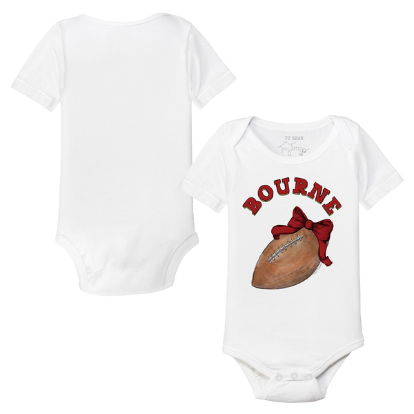VIP Football: Football Bow w/ Name - Short Sleeve Snapper - Tiny Turnip
