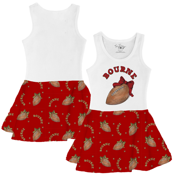 VIP Football: Football Bow w/ Name - Tank Swing Dress - Tiny Turnip