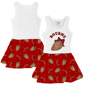 VIP Football: Football Bow w/ Name - Tank Swing Dress - Tiny Turnip