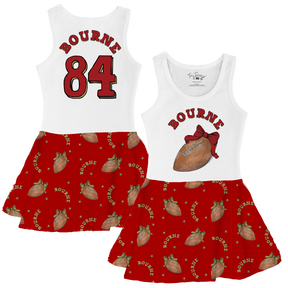 VIP Football: Football Bow w/ Name - Tank Swing Dress - Tiny Turnip