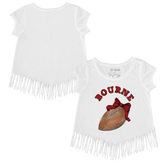 VIP Football: Football Bow w/ Name - Fringe Tee - Tiny Turnip