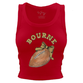 VIP Football: Football Bow w/ Name - Crop Tank - Tiny Turnip