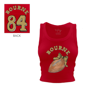 VIP Football: Football Bow w/ Name - Crop Tank - Tiny Turnip