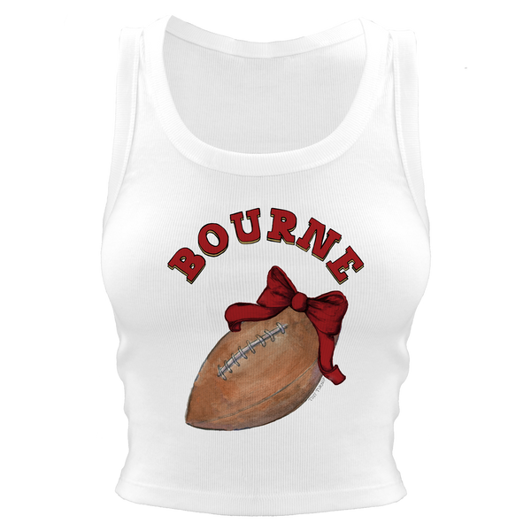 VIP Football: Football Bow w/ Name - Crop Tank - Tiny Turnip