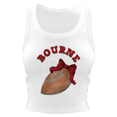 VIP Football: Football Bow w/ Name - Crop Tank - Tiny Turnip