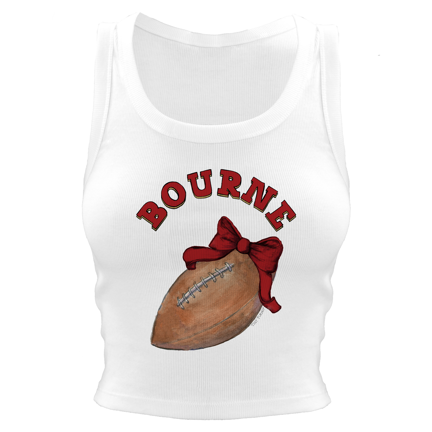 VIP Football: Football Bow w/ Name - Crop Tank - Tiny Turnip