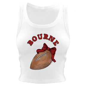 VIP Football: Football Bow w/ Name - Crop Tank - Tiny Turnip