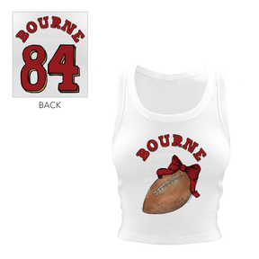 VIP Football: Football Bow w/ Name - Crop Tank - Tiny Turnip