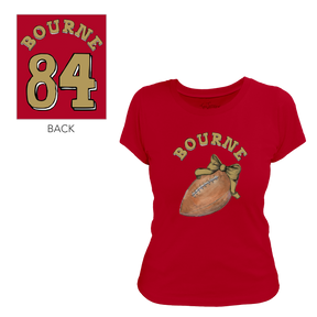 VIP Football: Football Bow w/ Name - Women's Tee Shirt - Tiny Turnip