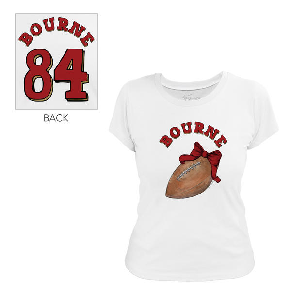 VIP Football: Football Bow w/ Name - Women's Tee Shirt - Tiny Turnip