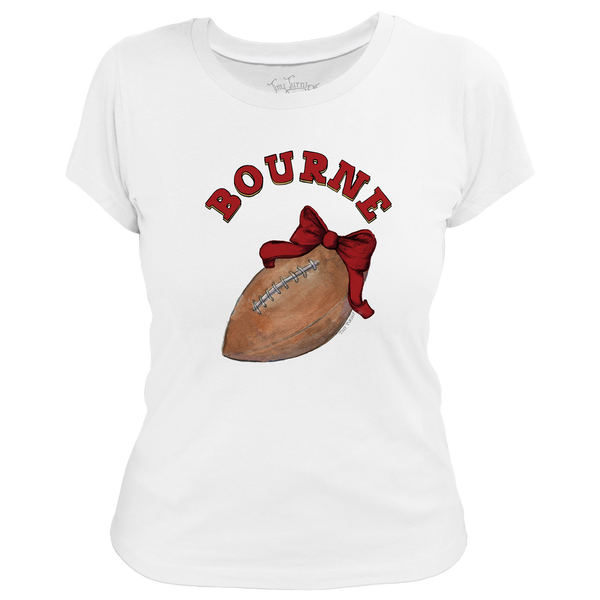 VIP Football: Football Bow w/ Name - Women's Tee Shirt - Tiny Turnip