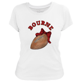VIP Football: Football Bow w/ Name - Women's Tee Shirt - Tiny Turnip