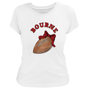 VIP Football: Football Bow w/ Name - Women's Tee Shirt - Tiny Turnip