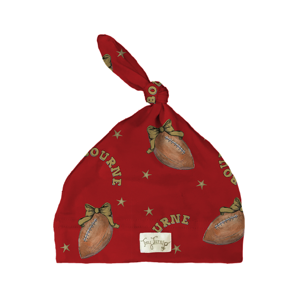 VIP Football: Football Bow w/ Name - Beanie - Tiny Turnip