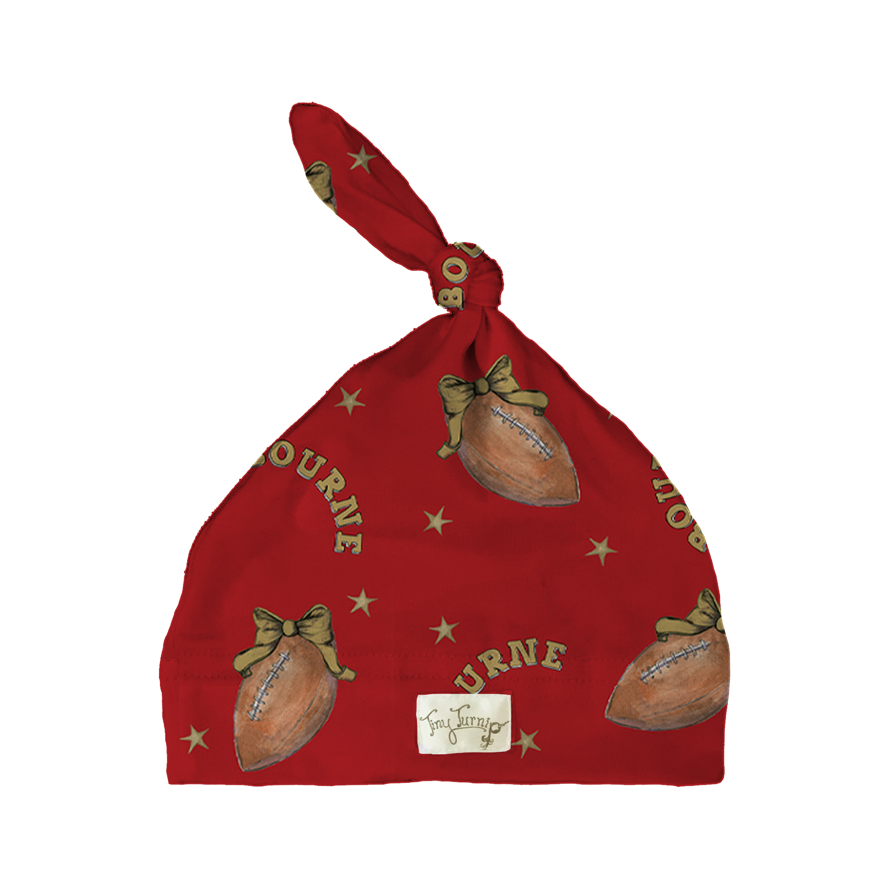 VIP Football: Football Bow w/ Name - Beanie - Tiny Turnip