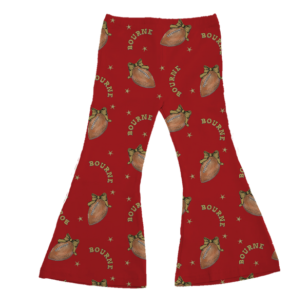 VIP Football: Football Bow w/ Name - Flare Pants - Tiny Turnip