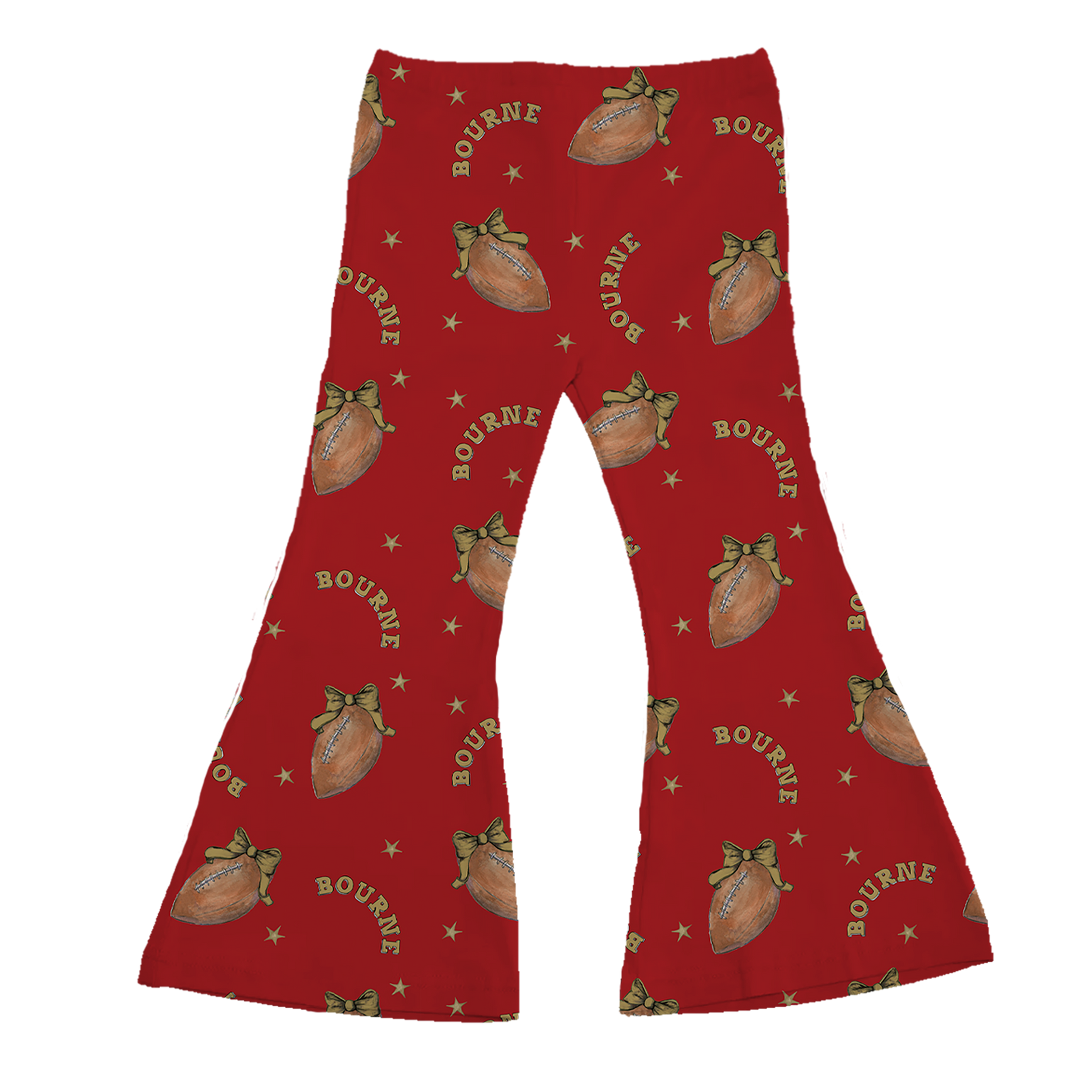 VIP Football: Football Bow w/ Name - Flare Pants - Tiny Turnip