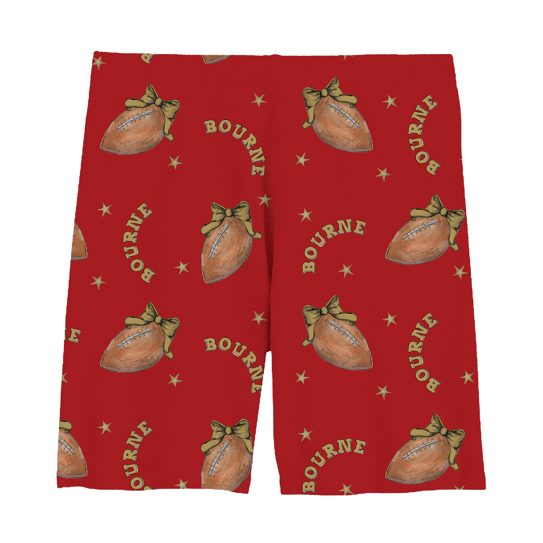 VIP Football: Football Bow w/ Name - Girl Shorts - Tiny Turnip