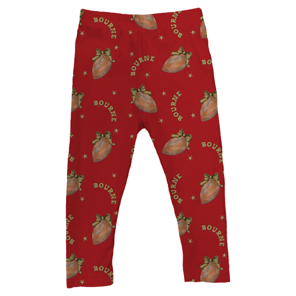 VIP Football: Football Bow w/ Name - Leggings - Tiny Turnip