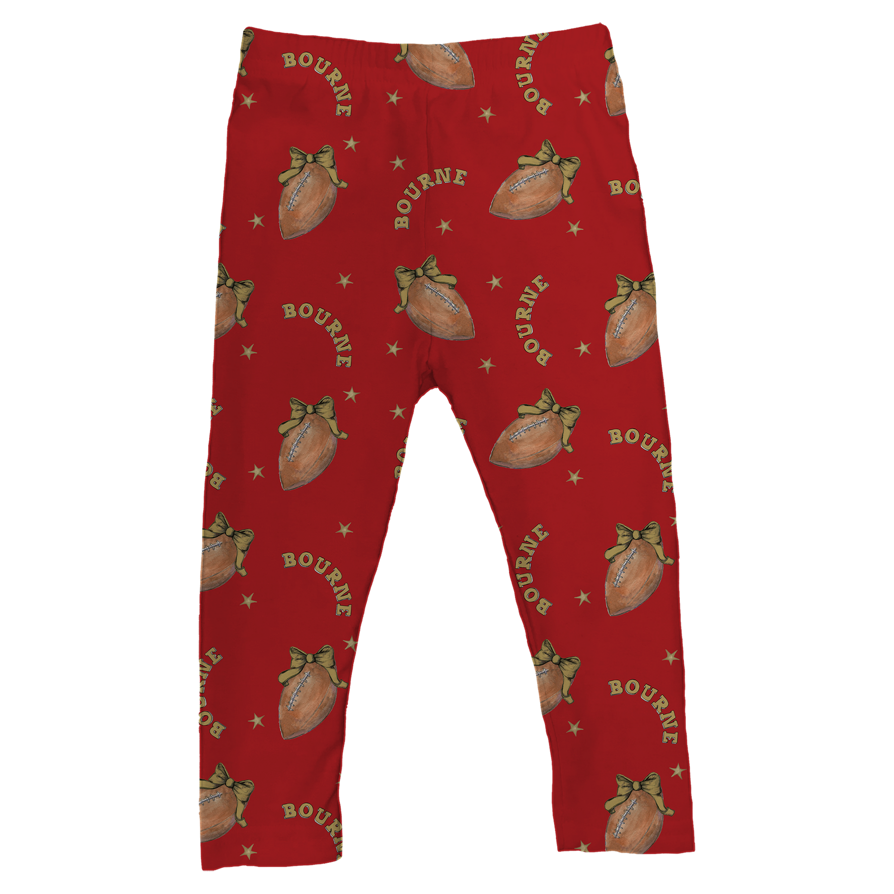 VIP Football: Football Bow w/ Name - Leggings - Tiny Turnip