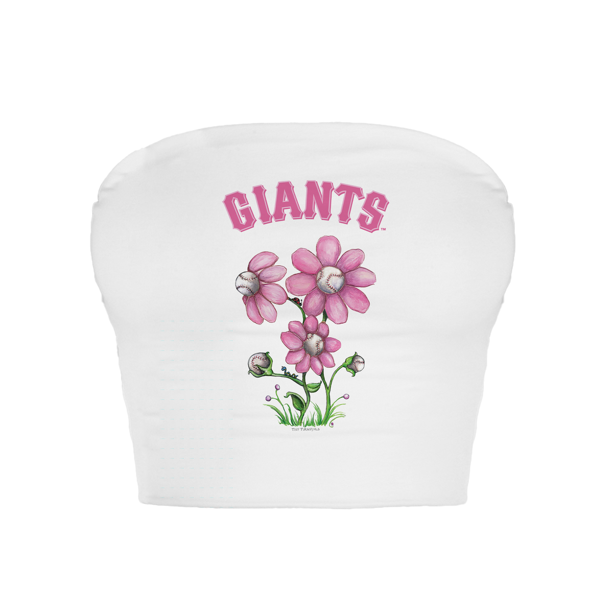 San Francisco Giants Blooming Baseballs Crop Tube Top - Tiny Turnip