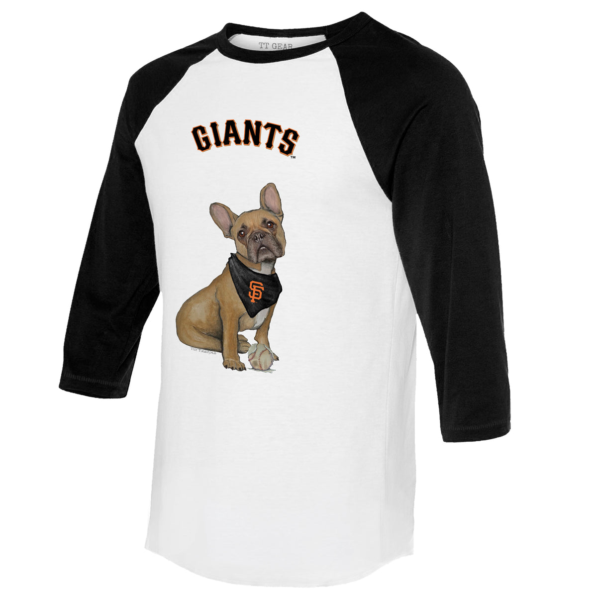 San Francisco Giants French Bulldog 3/4 Black Sleeve Raglan