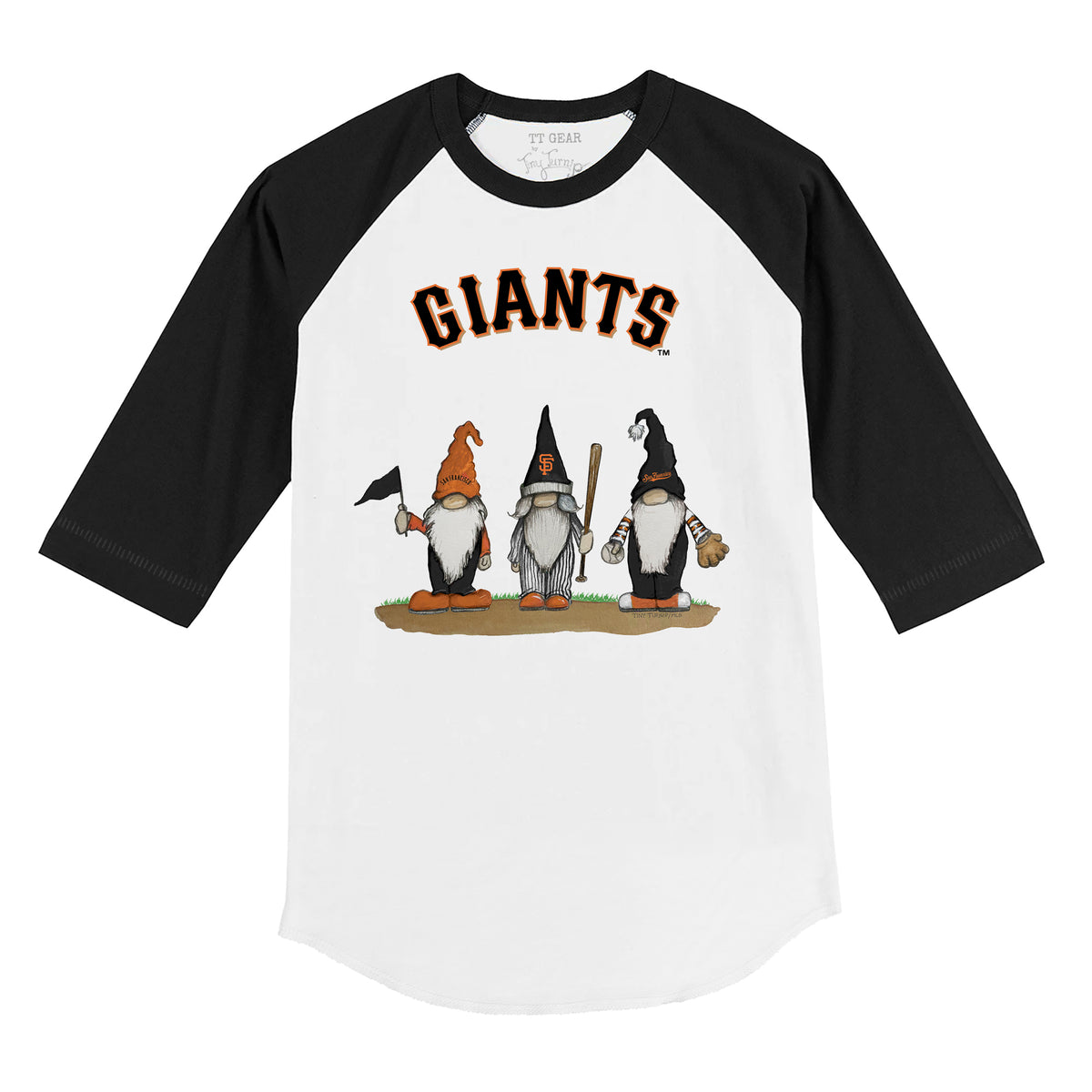 San Francisco Giants Gnomes 3/4 Black Sleeve Raglan