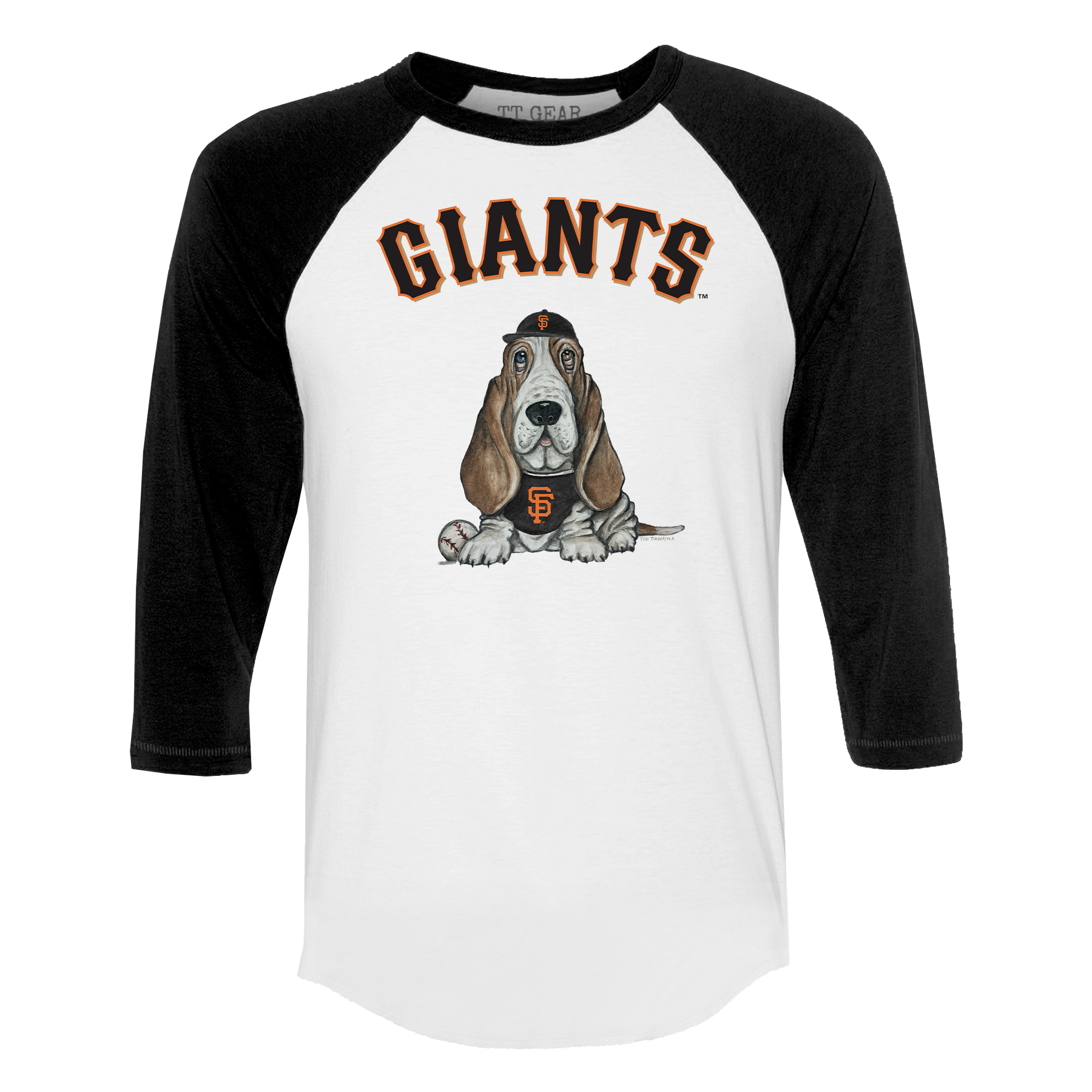 San Francisco Giants Puddy 3/4 Black Sleeve Raglan - Tiny Turnip