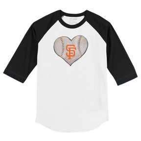 San Francisco Giants Stitched Heart 3/4 Black Sleeve Raglan - Tiny Turnip