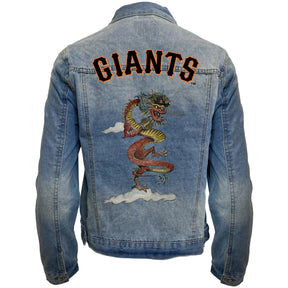 San Francisco Giants 2024 Year of the Dragon Distressed Denim Jacket