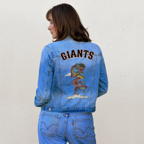 San Francisco Giants 2024 Year of the Dragon Distressed Denim Jacket