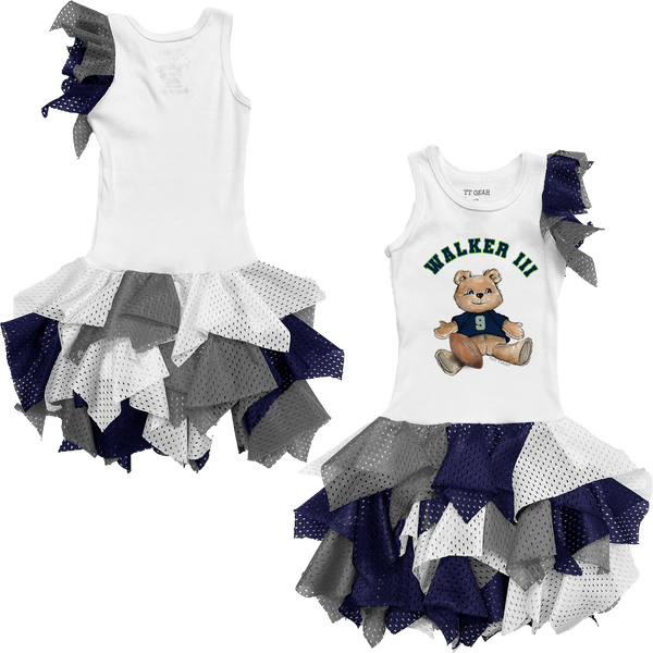 VIP Football: Teddy w/ Name, Number - Falling Mesh Dress - Tiny Turnip