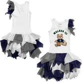 VIP Football: Teddy w/ Name, Number - Falling Mesh Dress - Tiny Turnip