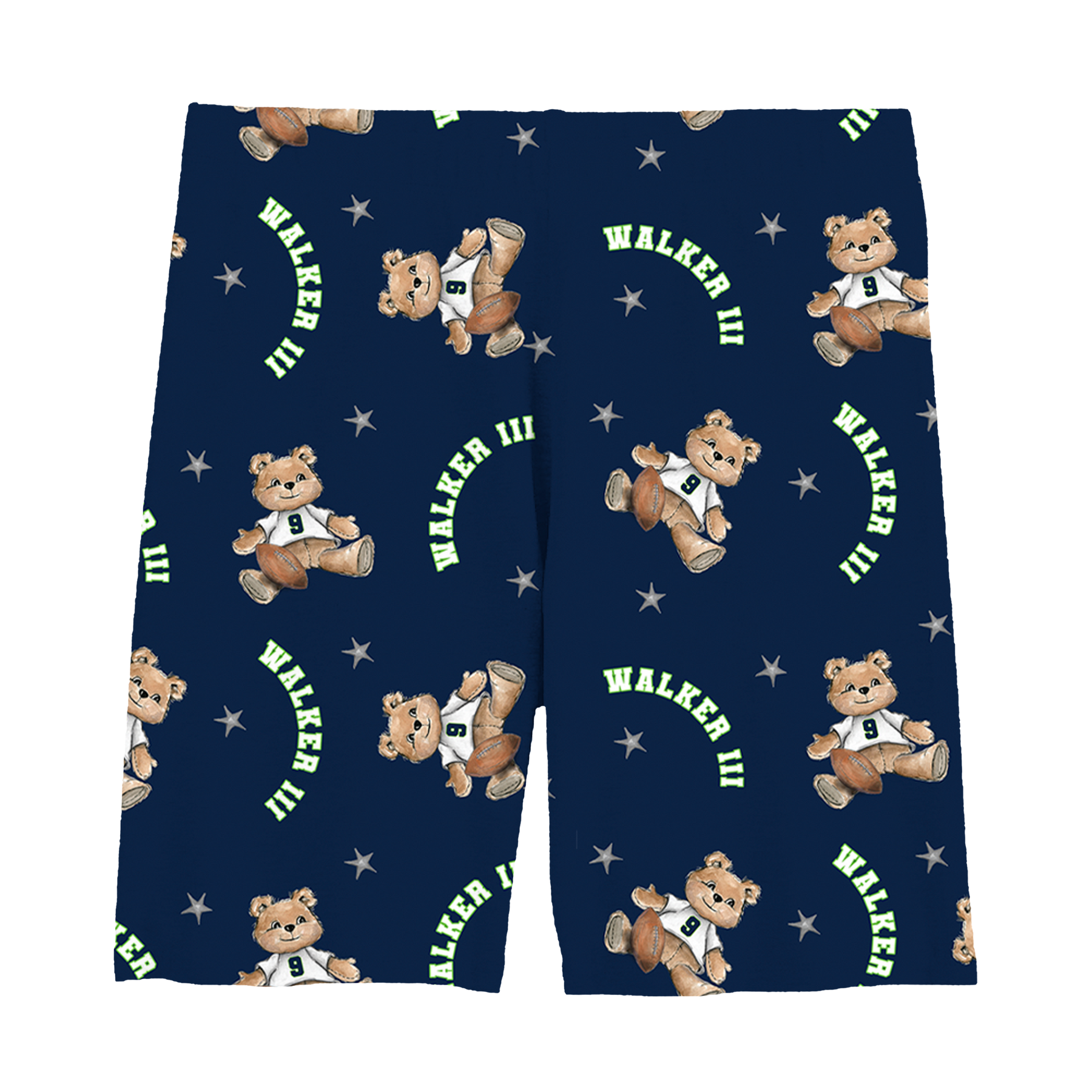 VIP Football: Teddy w/ Name, Number - Girl Shorts - Tiny Turnip