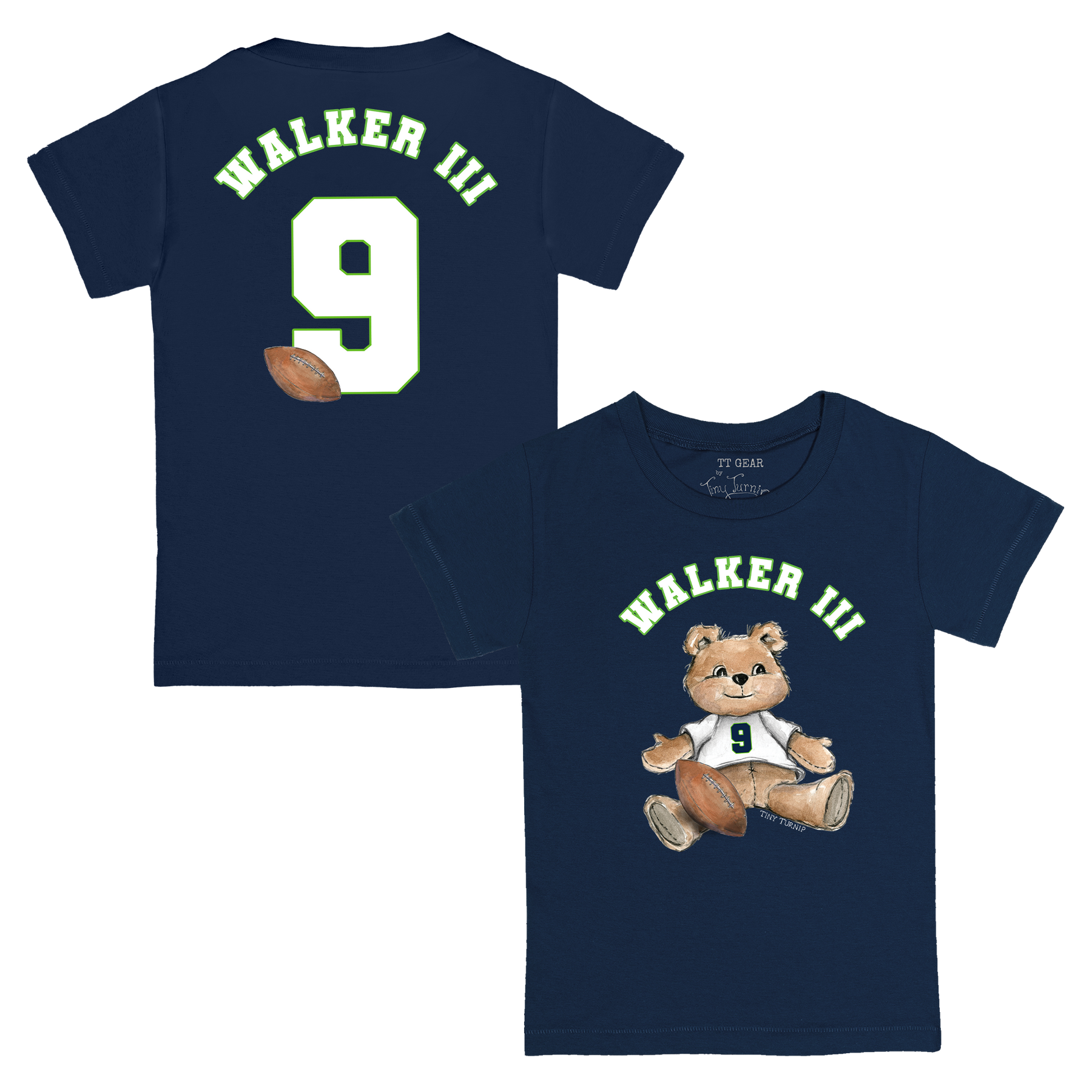 VIP Football: Teddy w/ Name, Number - Kid's Tee Shirt - Tiny Turnip