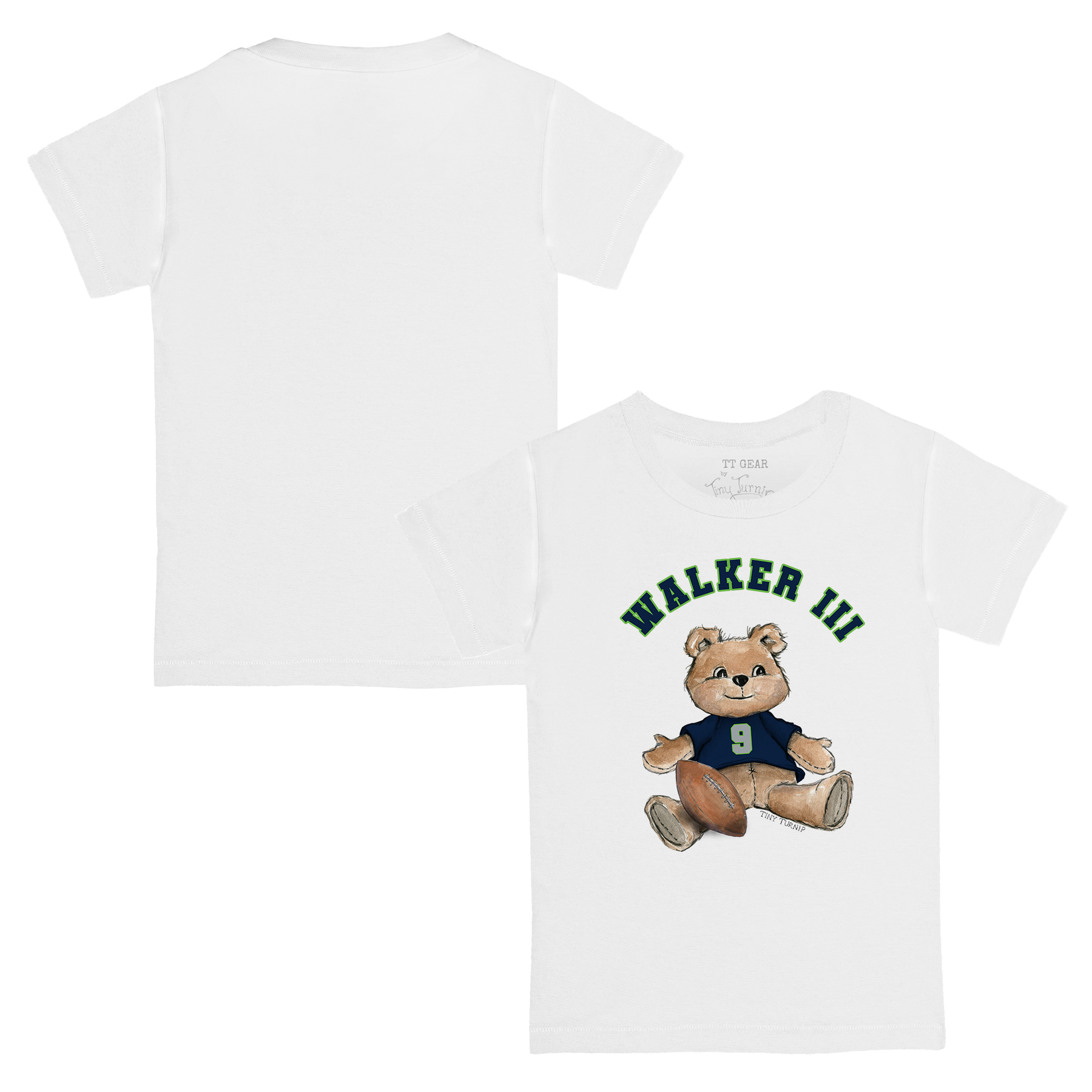 VIP Football: Teddy w/ Name, Number - Kid's Tee Shirt - Tiny Turnip