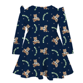 VIP Football: Teddy w/ Name, Number - Long Sleeve Molly Dress - Tiny Turnip
