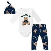 VIP Football: Teddy w/ Name, Number - Long Sleeve Snapper Layette Set - Tiny Turnip