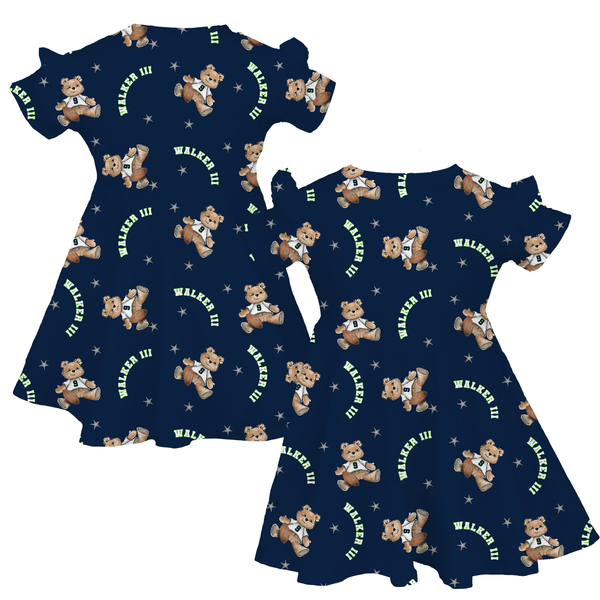 VIP Football: Teddy w/ Name, Number - Molly Dress - Tiny Turnip