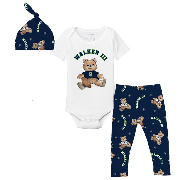 VIP Football: Teddy w/ Name, Number - Short Sleeve Snapper Layette Set - Tiny Turnip