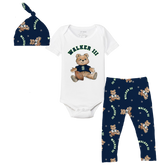 VIP Football: Teddy w/ Name, Number - Short Sleeve Snapper Layette Set - Tiny Turnip